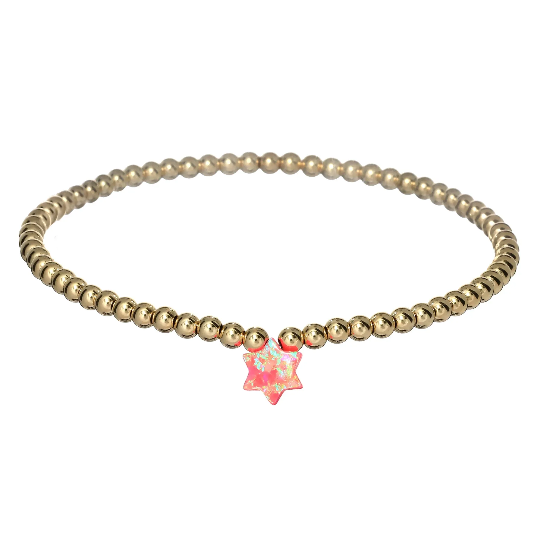 STAR OF DAVID | Opal Charm and 14K Gold Filled Beads Bracelet