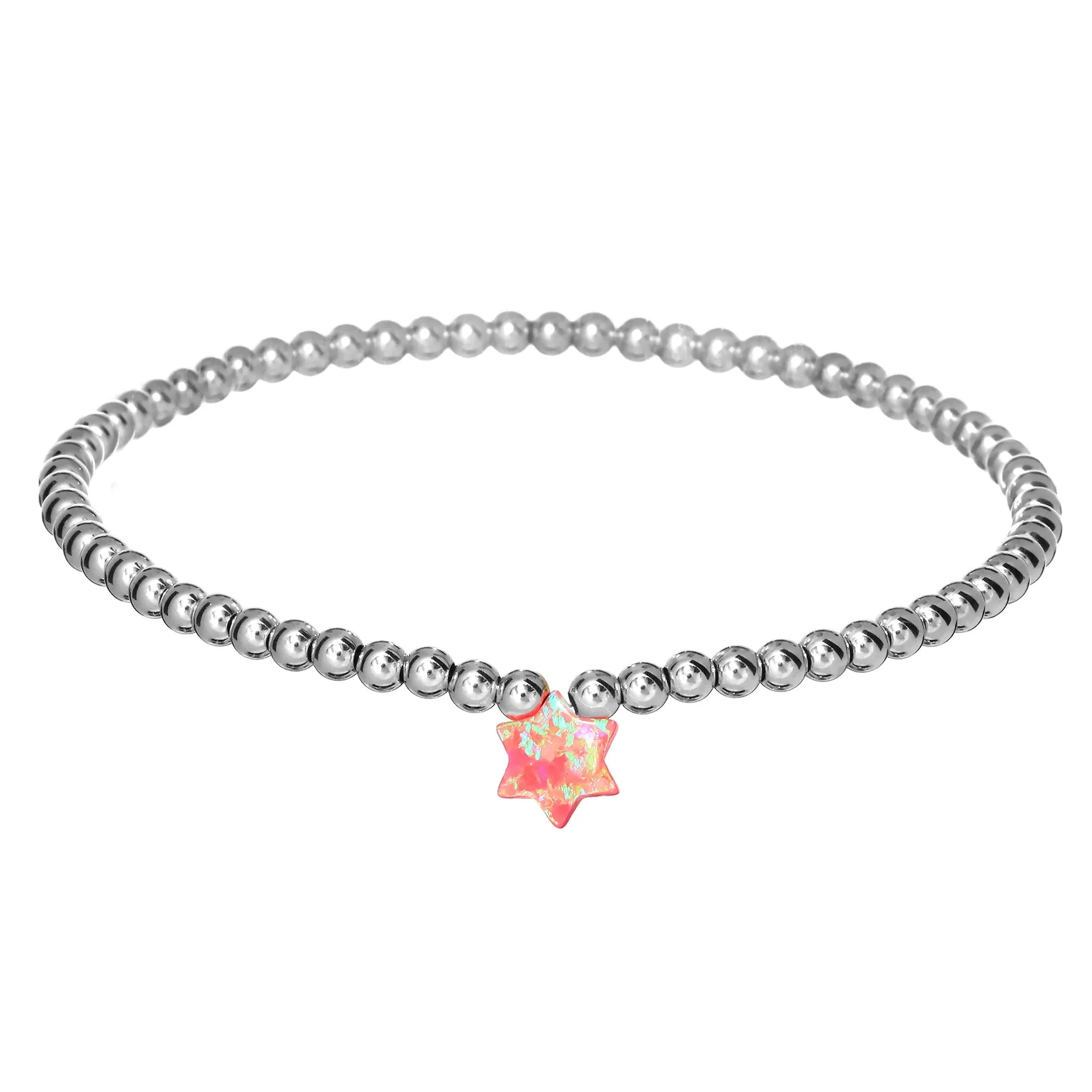 STAR OF DAVID | Opal Charm and 14K Gold Filled Beads Bracelet