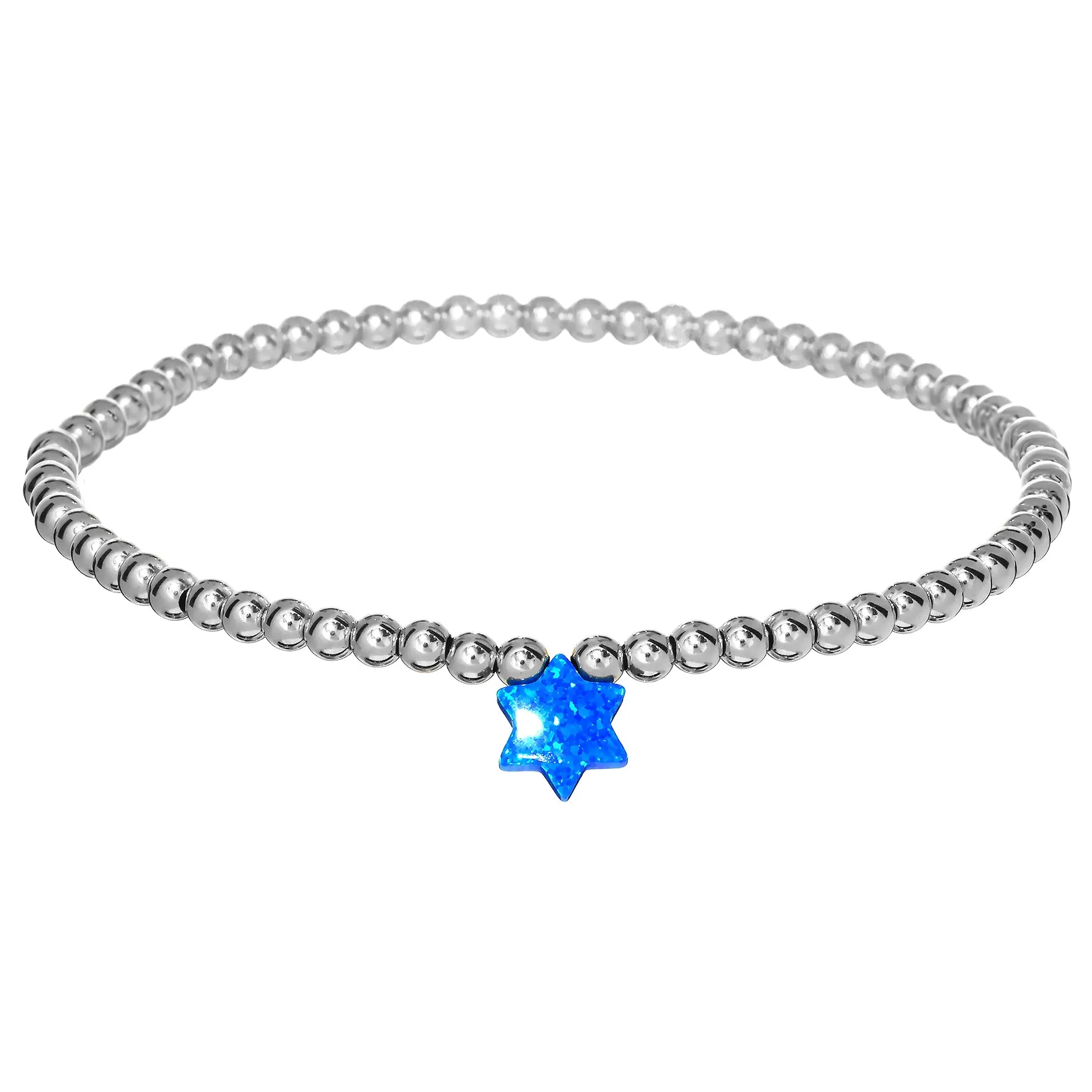 STAR OF DAVID | Opal Charm and 14K Gold Filled Beads Bracelet