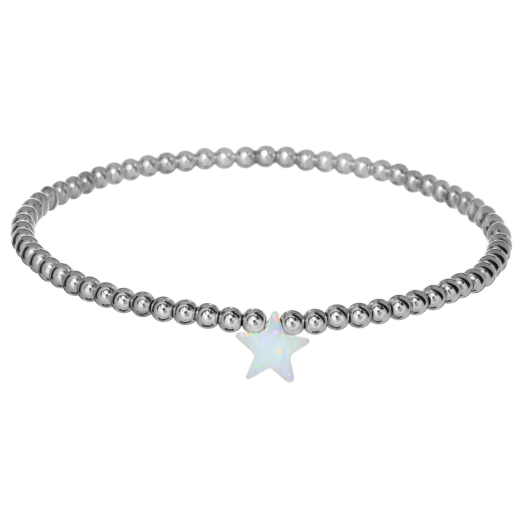 STAR | Opal Charm and 14K Gold Filled Beads Bracelet