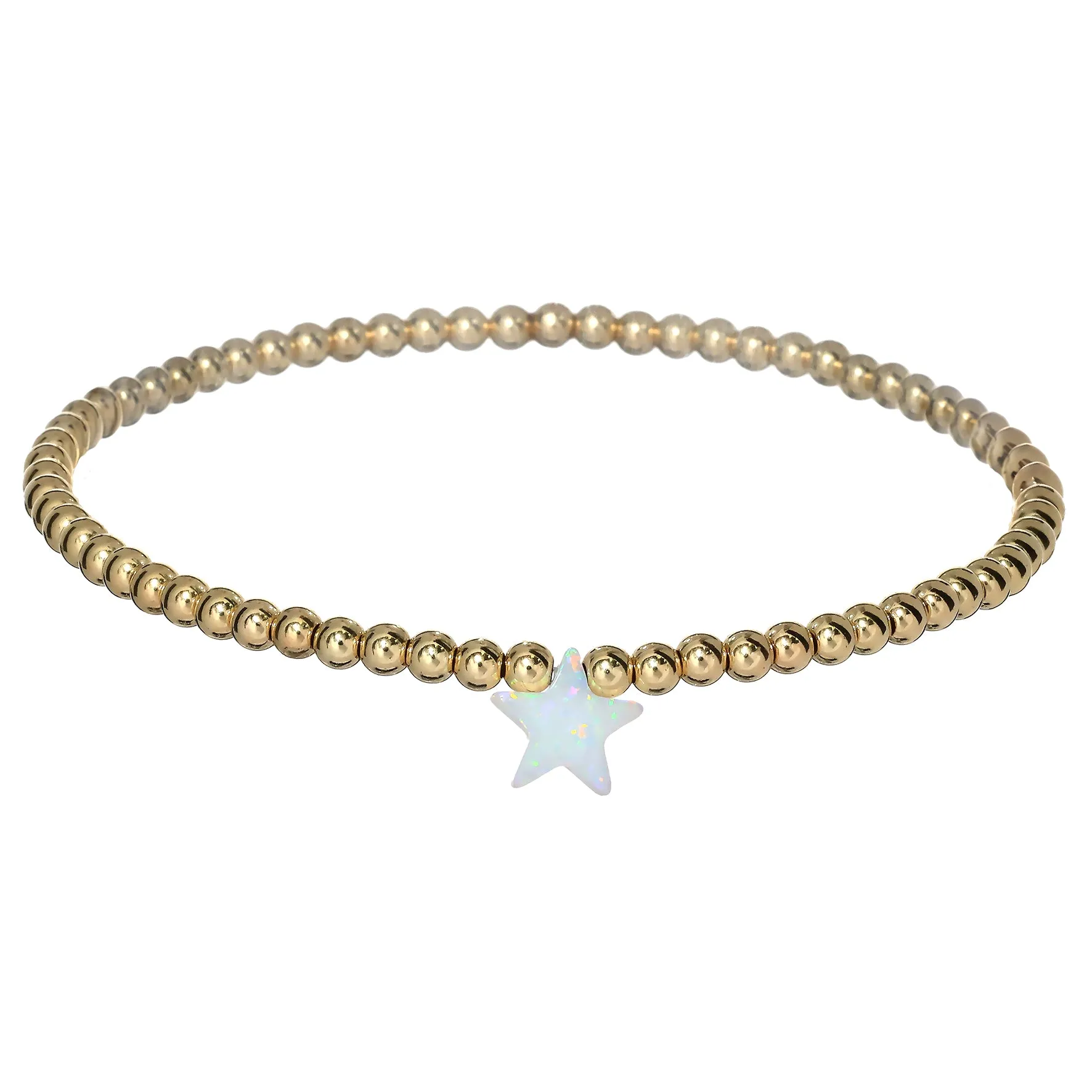 STAR | Opal Charm and 14K Gold Filled Beads Bracelet