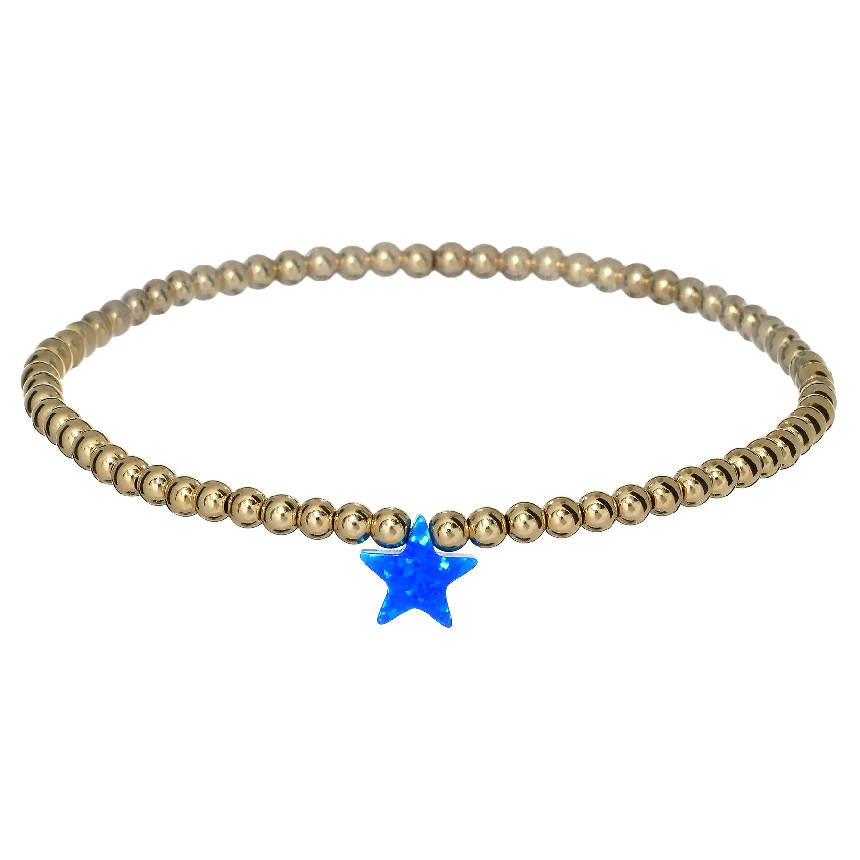 STAR | Opal Charm and 14K Gold Filled Beads Bracelet