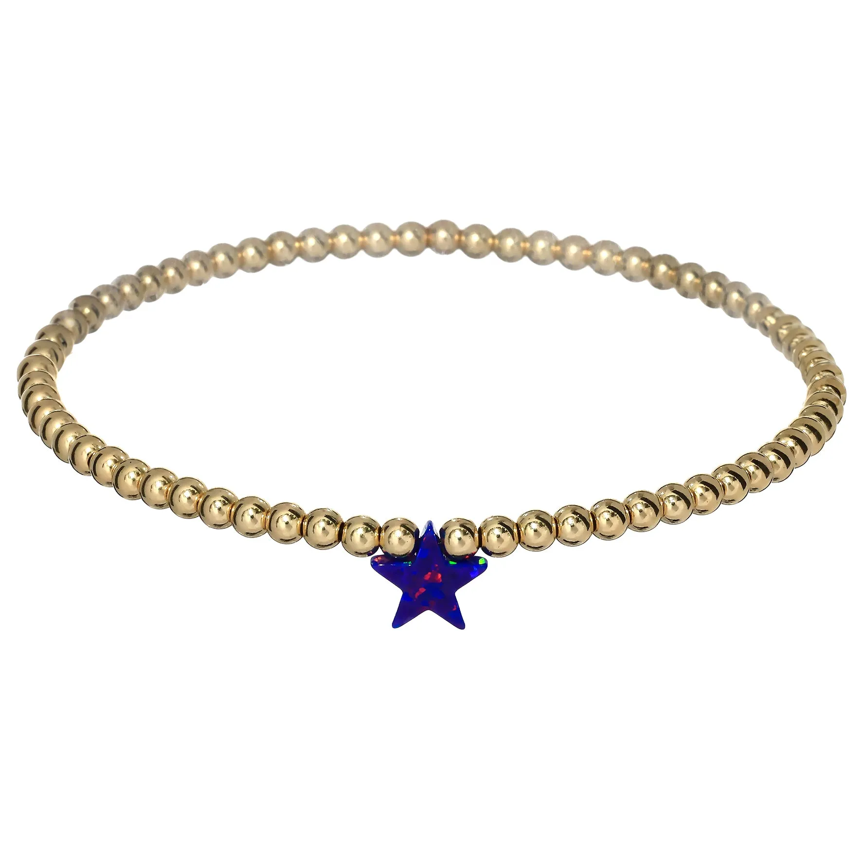 STAR | Opal Charm and 14K Gold Filled Beads Bracelet