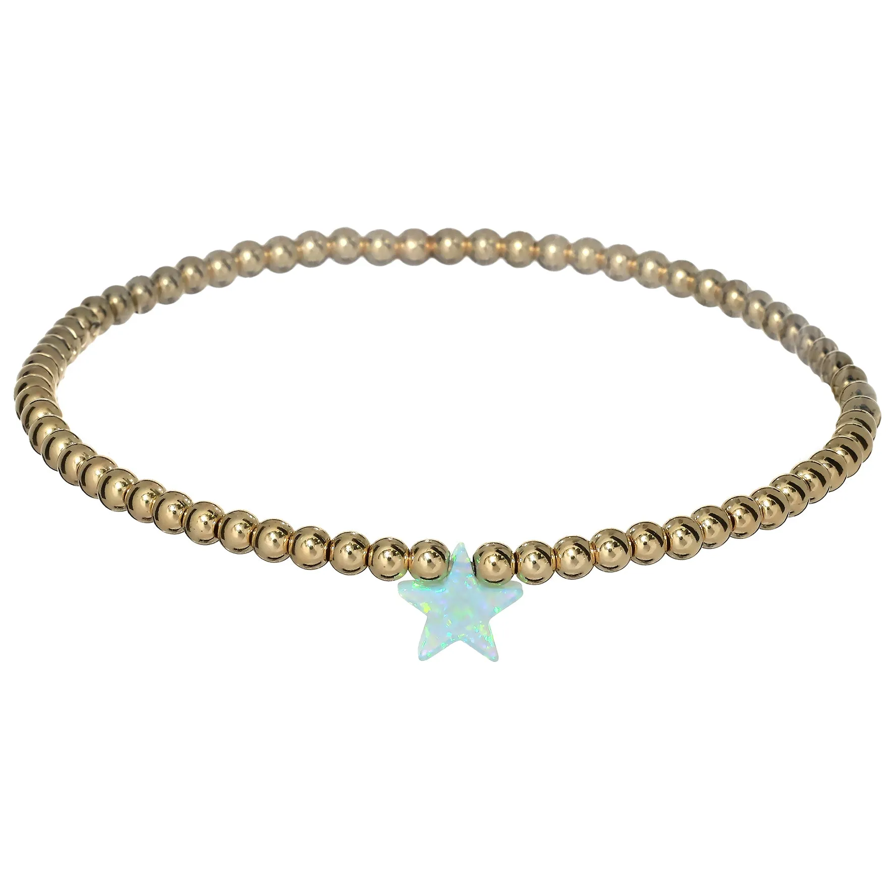 STAR | Opal Charm and 14K Gold Filled Beads Bracelet