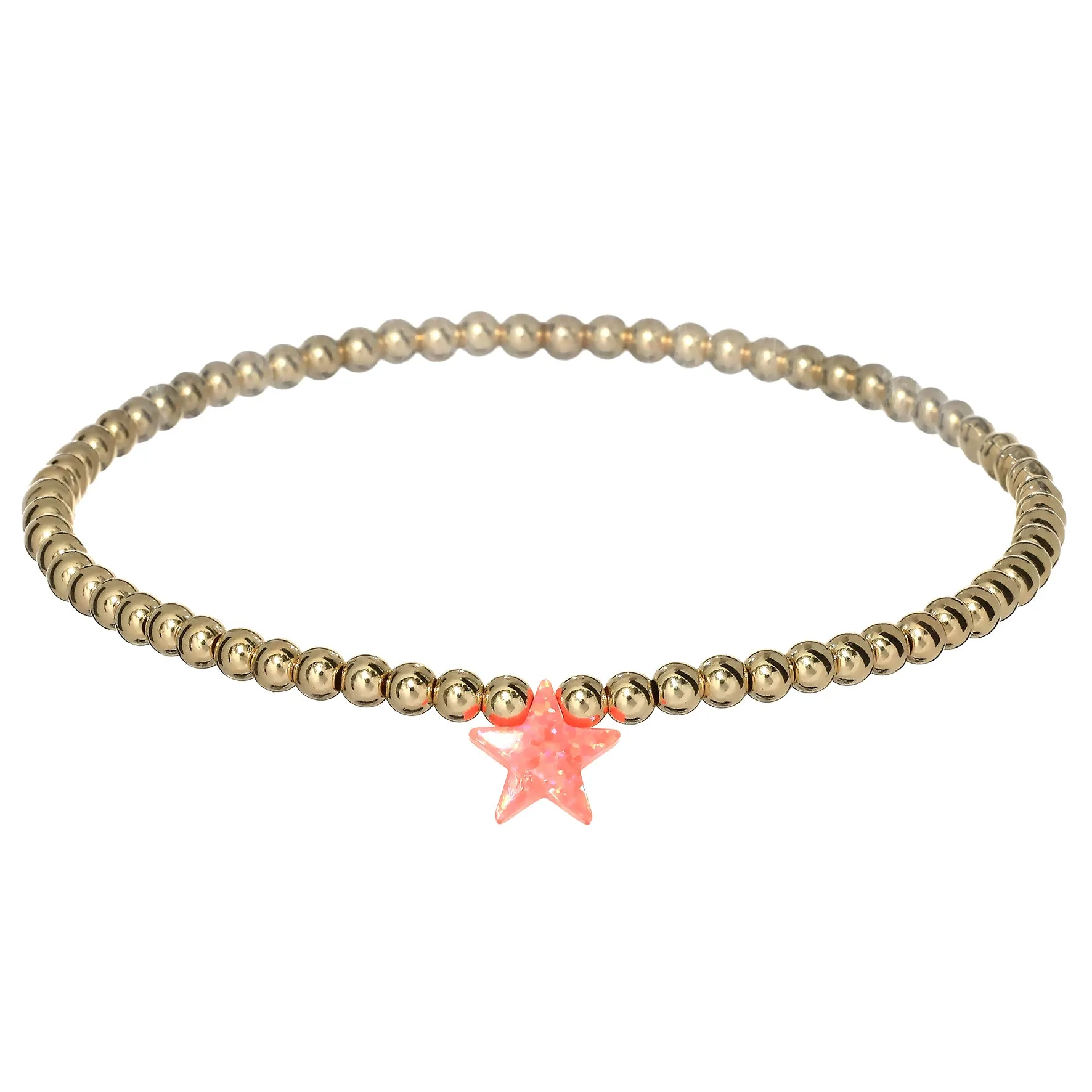 STAR | Opal Charm and 14K Gold Filled Beads Bracelet