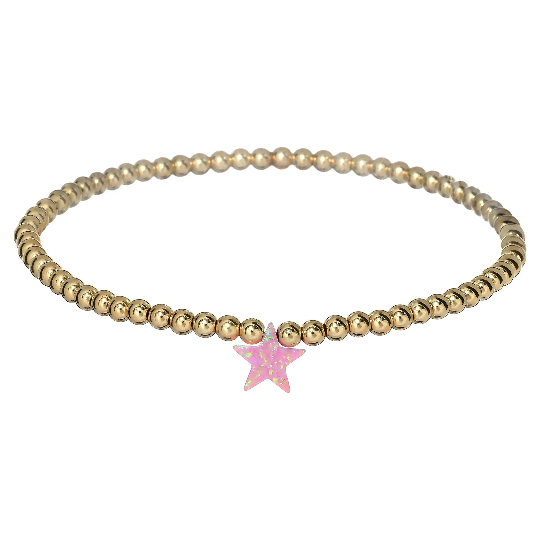 STAR | Opal Charm and 14K Gold Filled Beads Bracelet