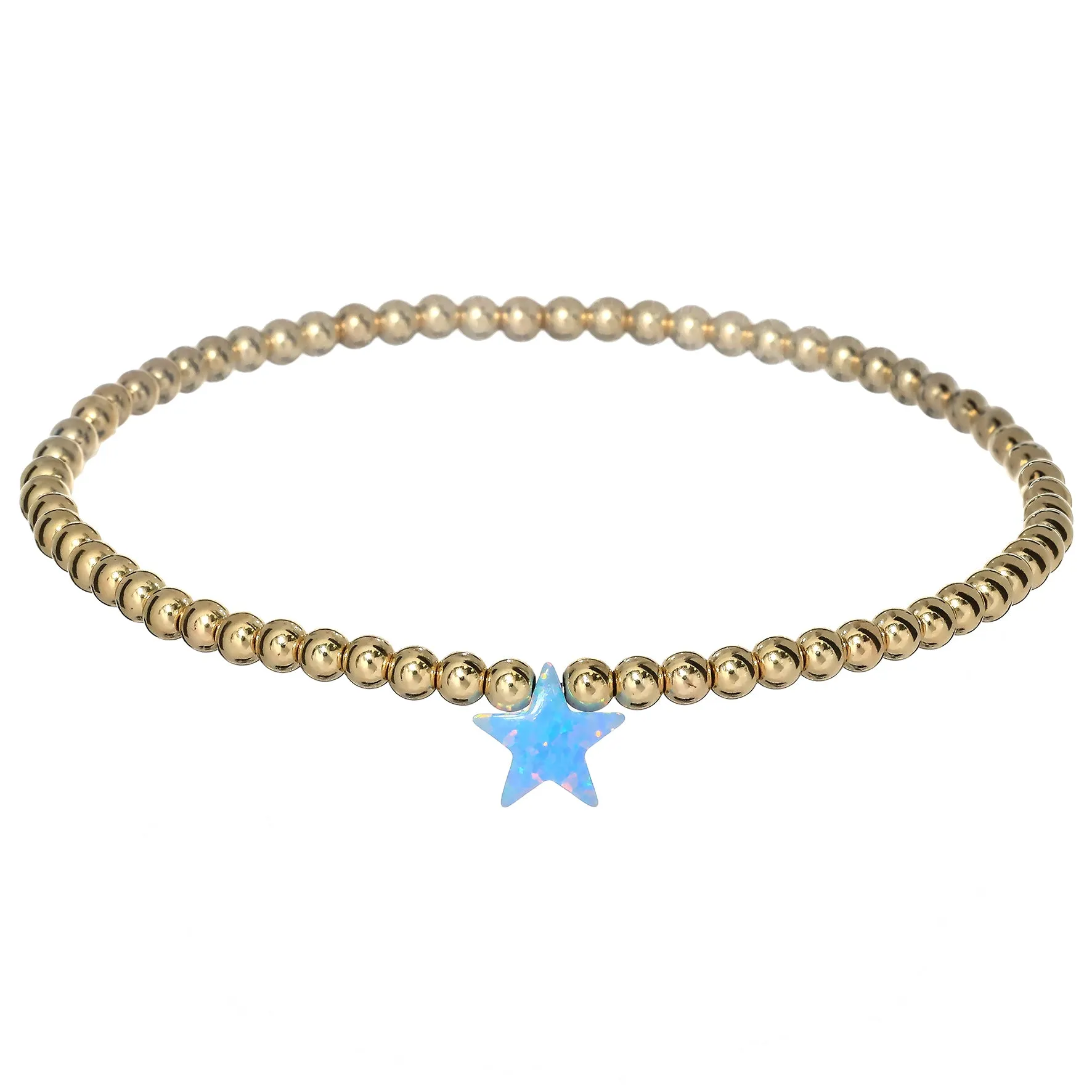 STAR | Opal Charm and 14K Gold Filled Beads Bracelet