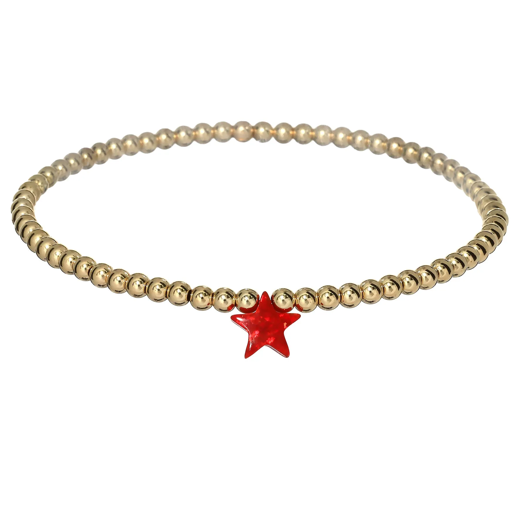 STAR | Opal Charm and 14K Gold Filled Beads Bracelet