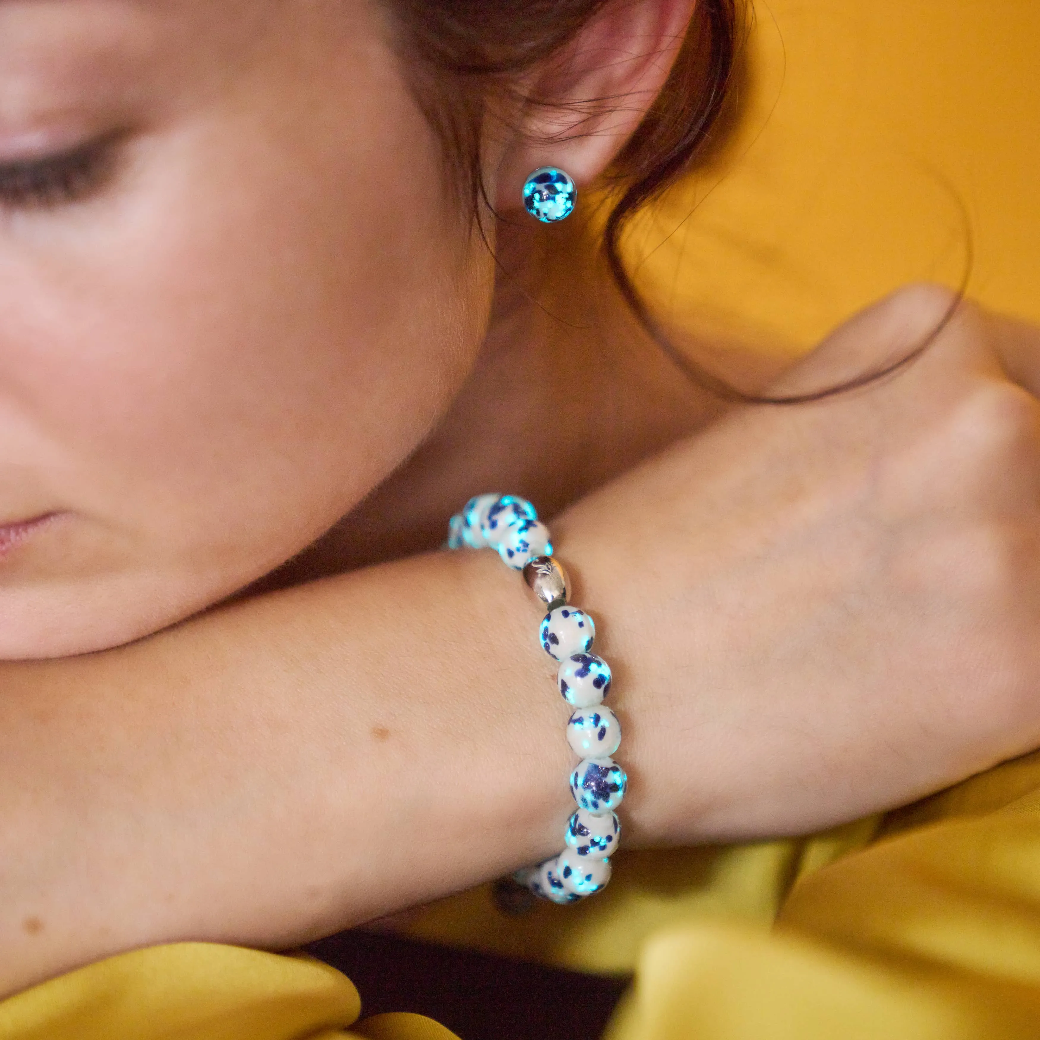 Starlit Waves | .925 Sterling Silver | Firefly Glass Bracelet