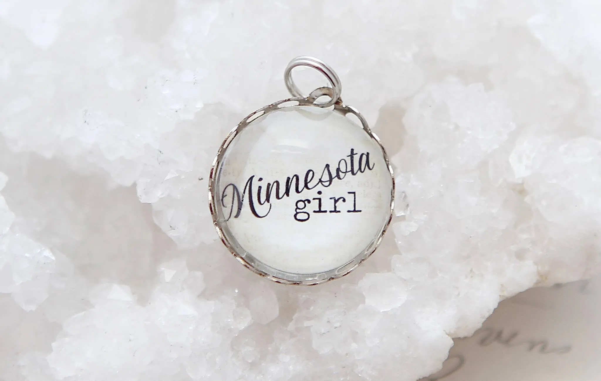 State Girl Round Charm