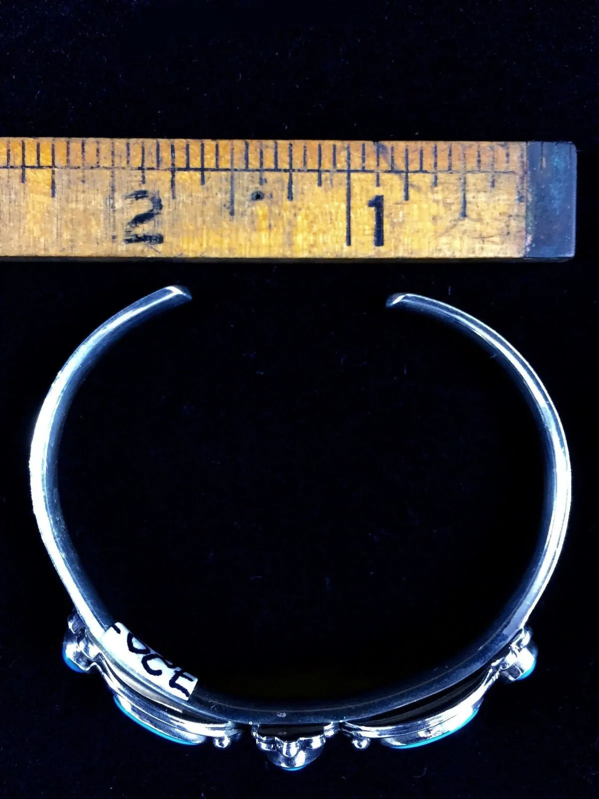 Sterling Natural Sleeping Beauty Turquoise Cuff Bangel Bracelet Navajo Signed US