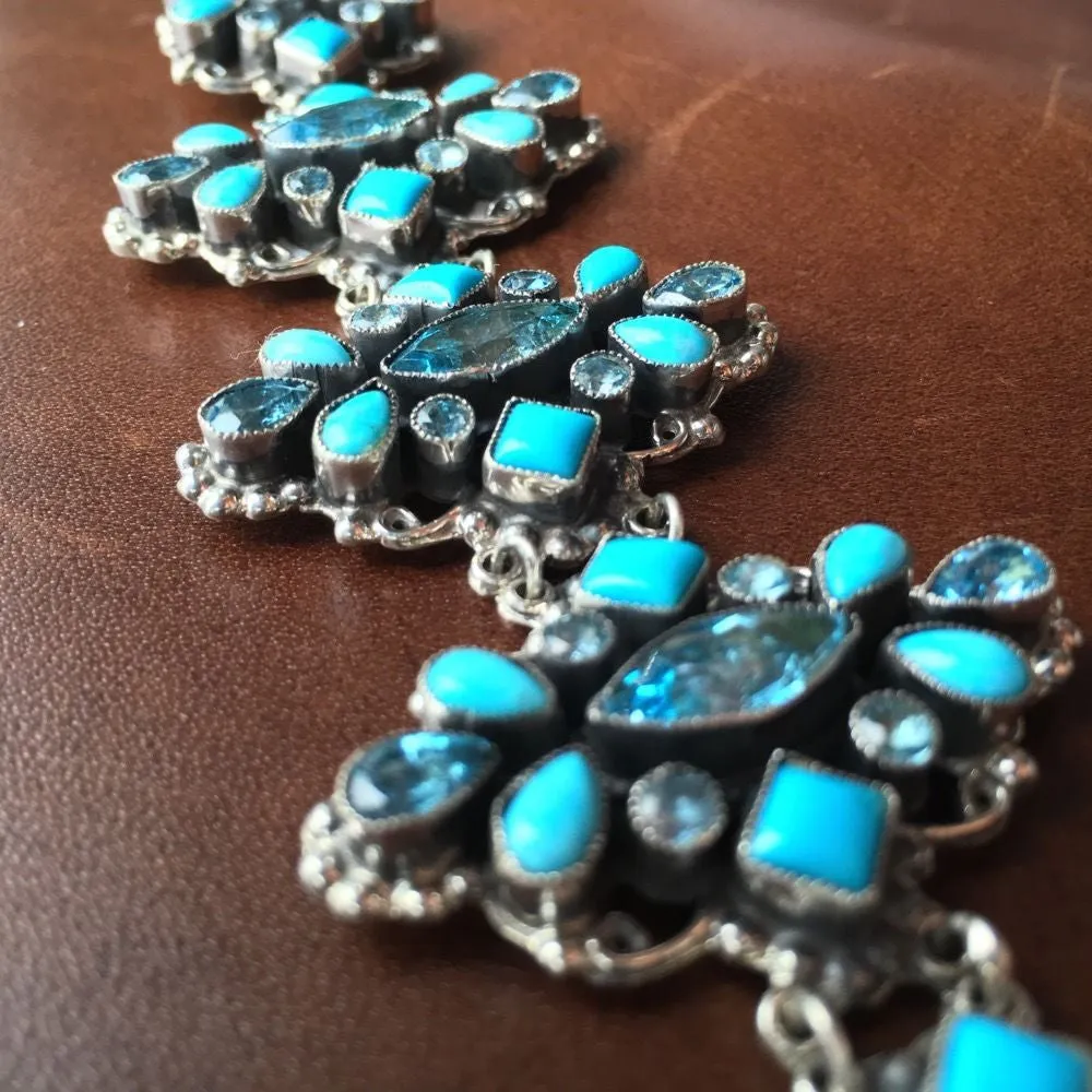 Sterling Natural Sleeping Beauty Turquoise Topaz Bracelet Leo Feeney Signed