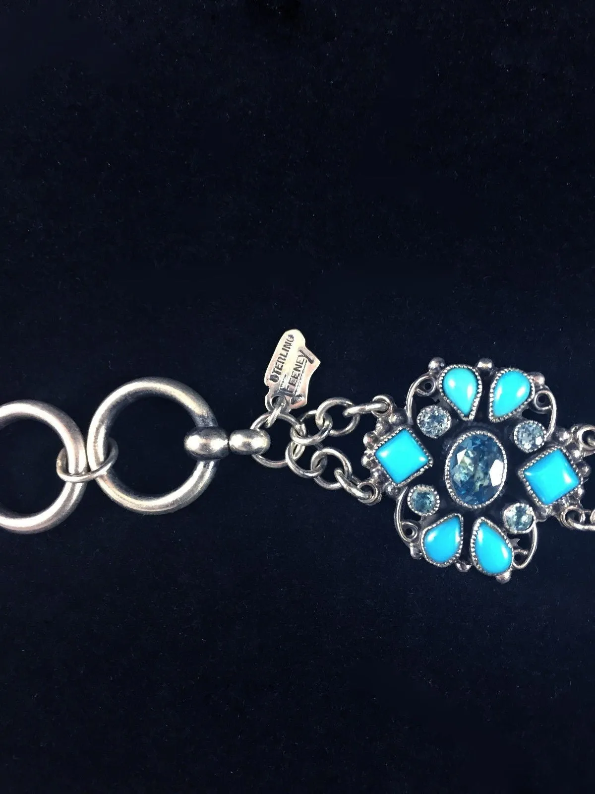 Sterling Natural Sleeping Beauty Turquoise Topaz Bracelet Leo Feeney Signed