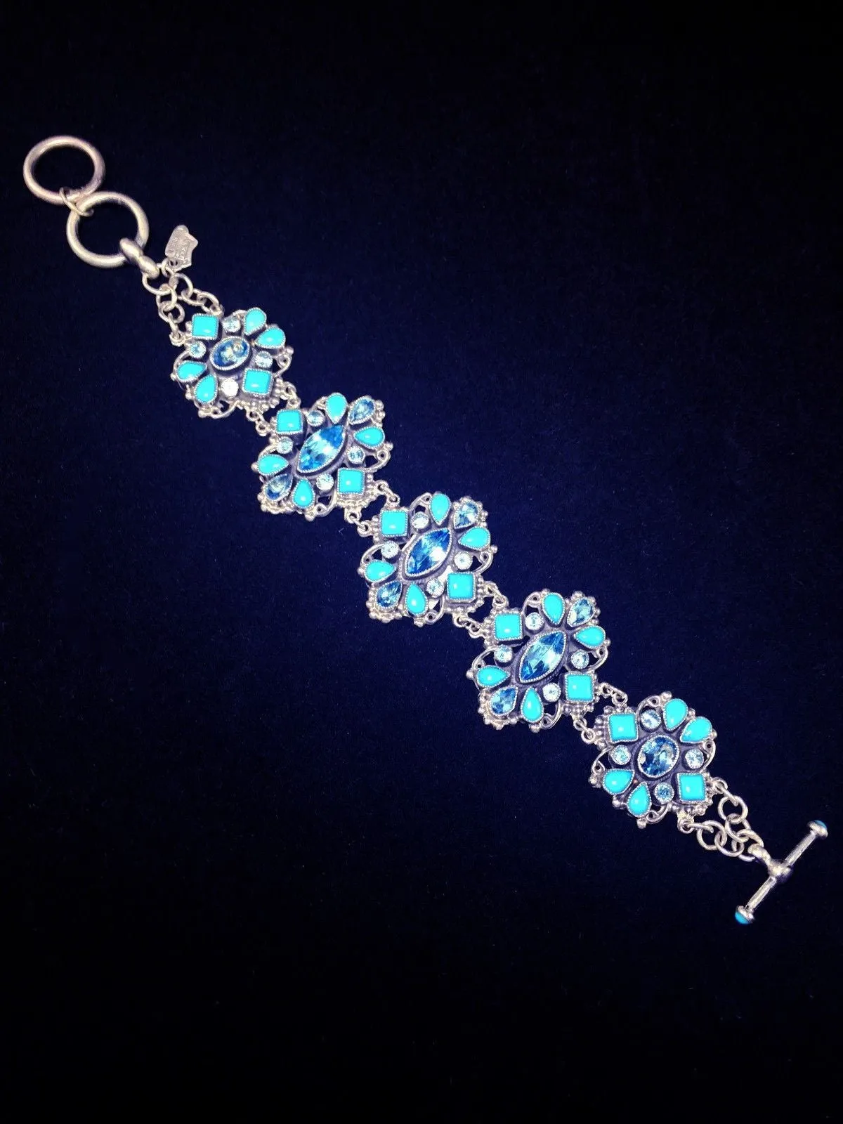 Sterling Natural Sleeping Beauty Turquoise Topaz Bracelet Leo Feeney Signed