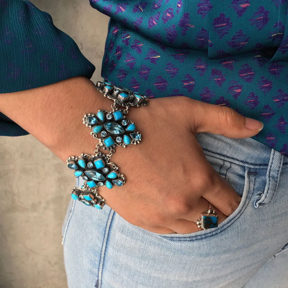 Sterling Natural Sleeping Beauty Turquoise Topaz Bracelet Leo Feeney Signed
