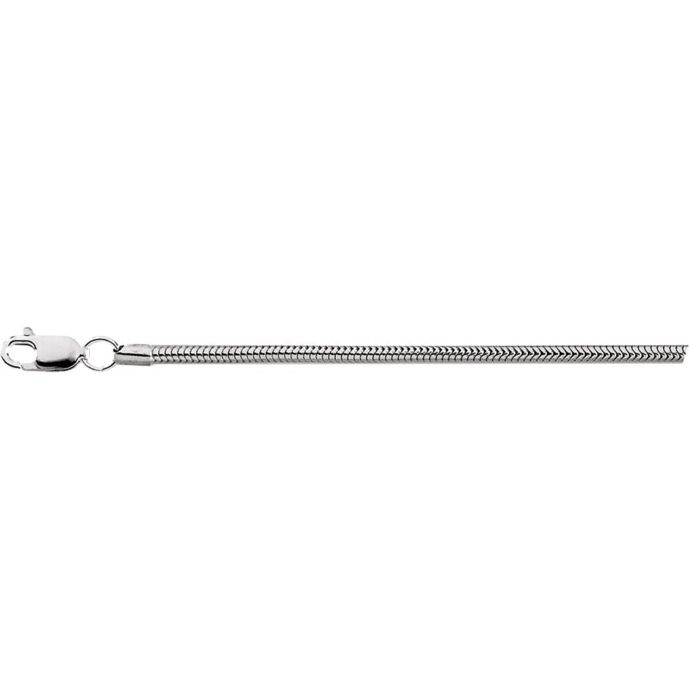 Sterling Silver 2mm Round Snake 7" Chain