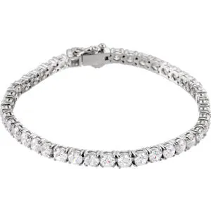 Sterling Silver 5 mm Round Cubic Zirconia Line 7" Bracelet