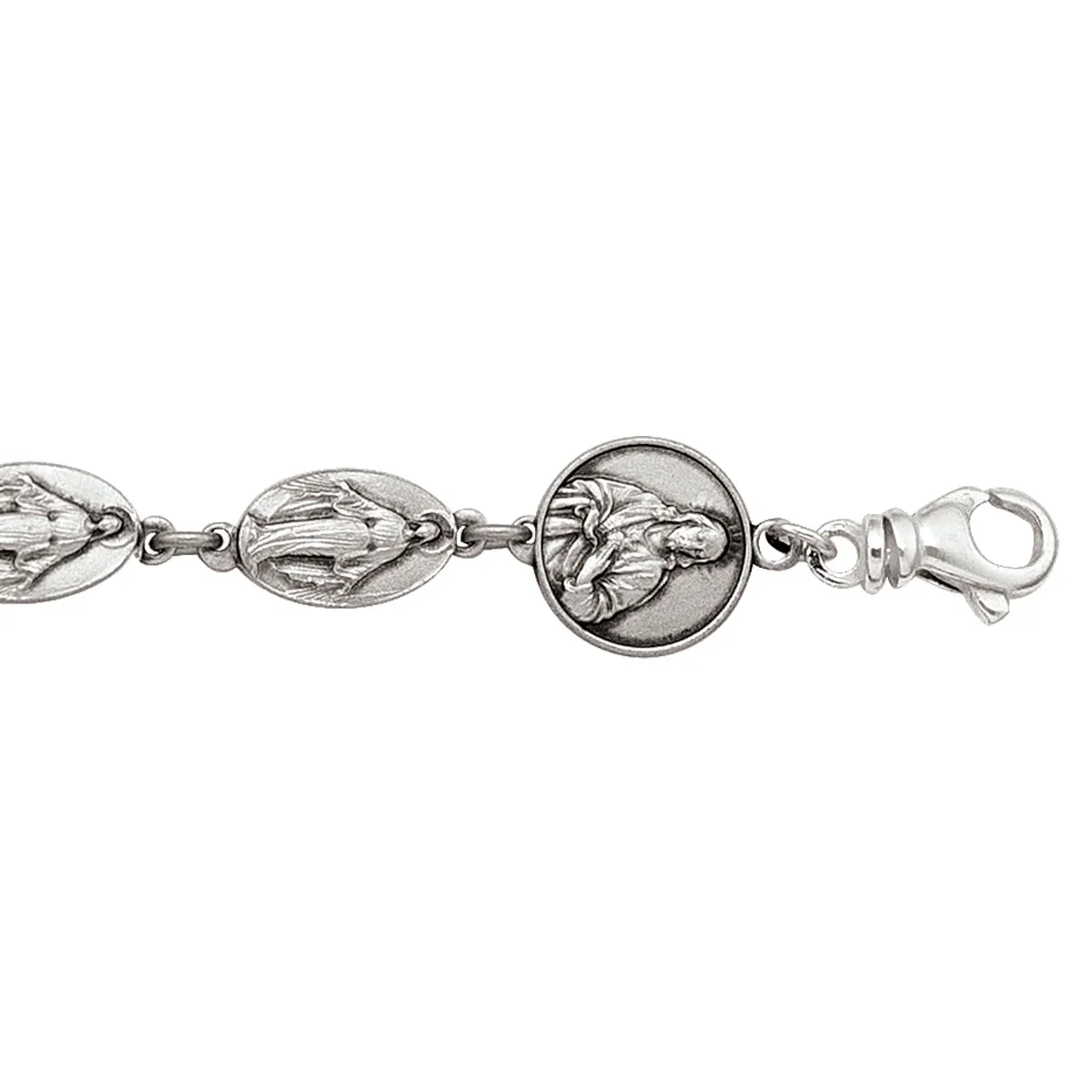 Sterling Silver (6.7mm) Rosary Bracelet 7.5"