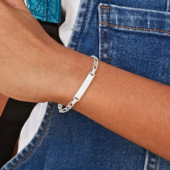 Sterling Silver (6mm) Baby ID Figaro Bracelet