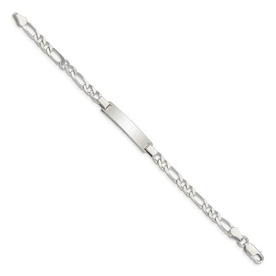 Sterling Silver (6mm) Baby ID Figaro Bracelet