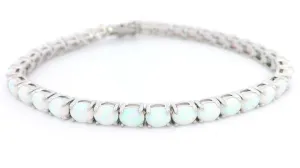 Sterling Silver Created Opals Tennis Bracelet