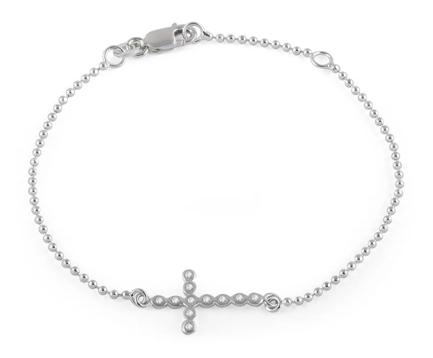 Sterling Silver Cross Bead Bracelet