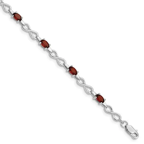 Sterling Silver Oval Gemstone with Infinity Links Bracelets