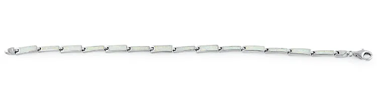 Sterling Silver Rectangular White Lab Opal Bracelet