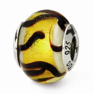 Sterling Silver Reflections Yellow/Black Italian Murano Bead