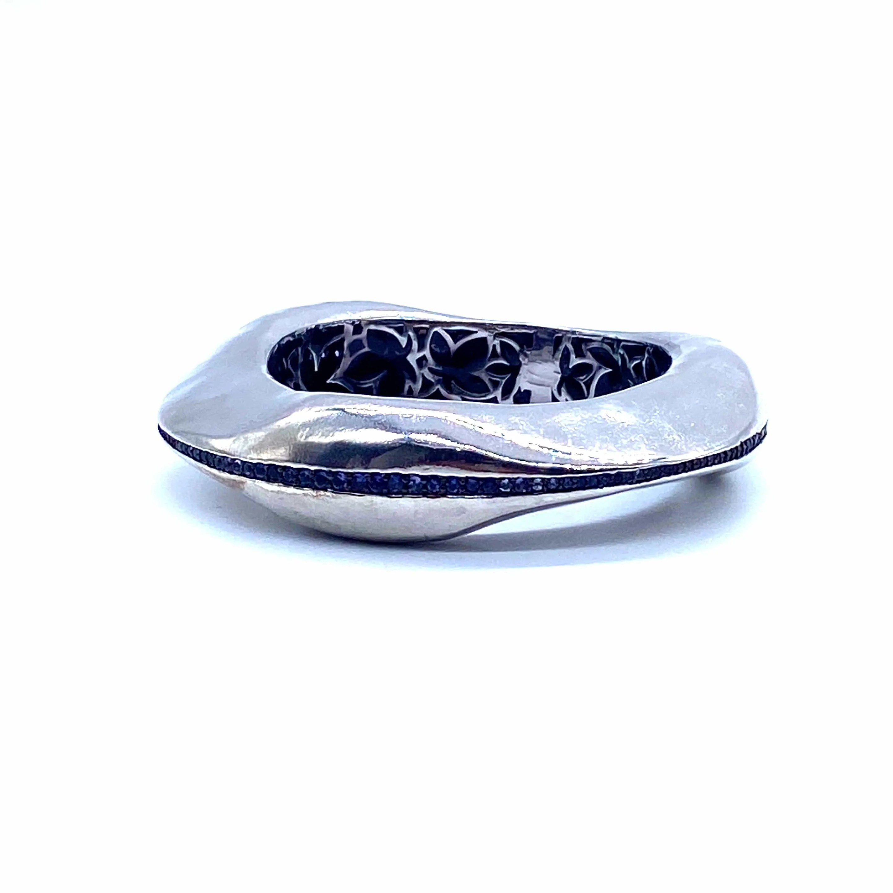 Sterling Silver Tribal iolite Wave Bangle 20mm Thick