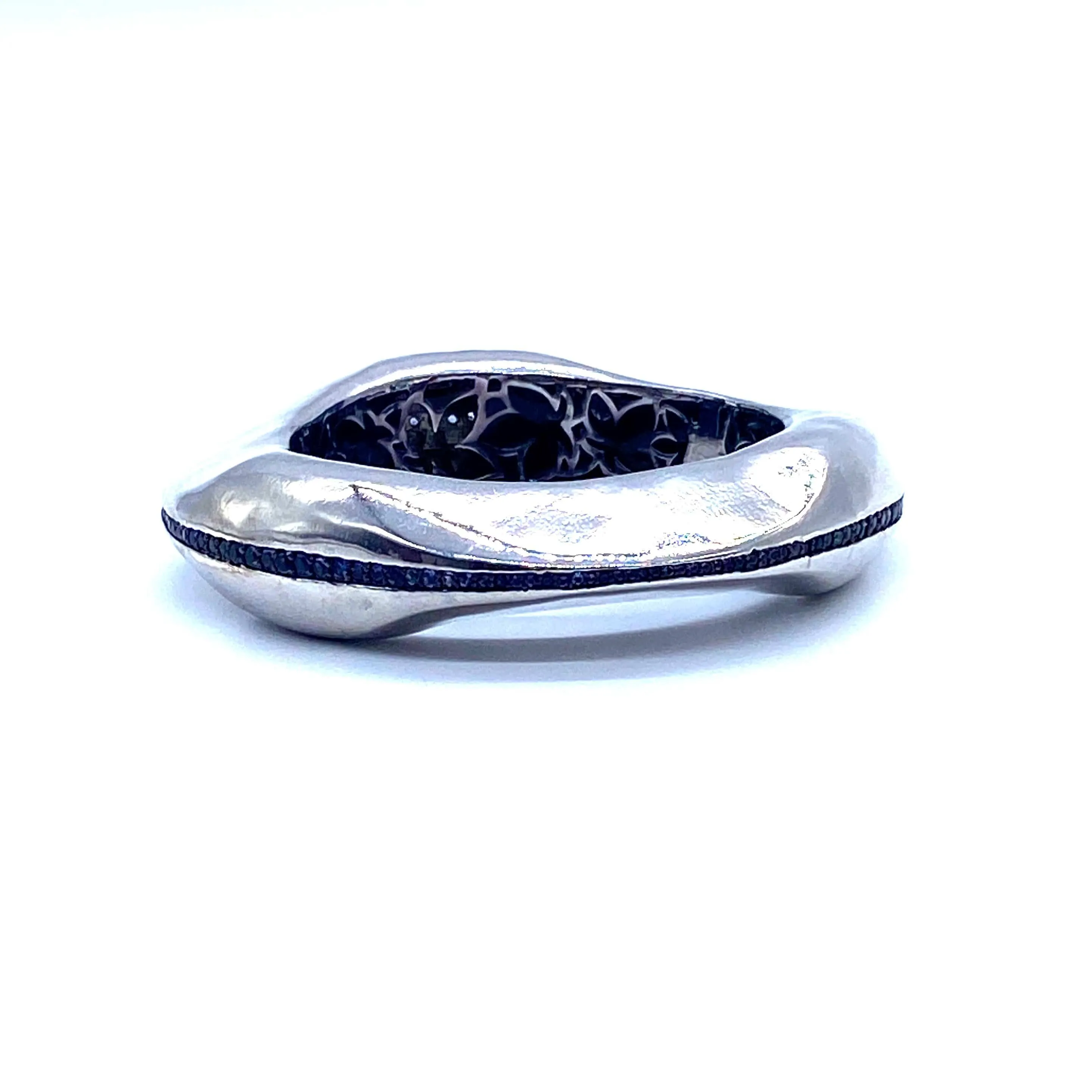 Sterling Silver Tribal iolite Wave Bangle 20mm Thick