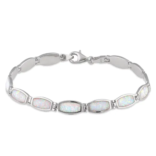 Sterling Silver White Lab Opal Bracelet
