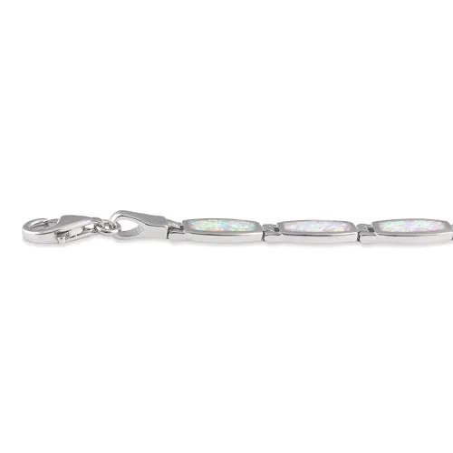 Sterling Silver White Lab Opal Bracelet