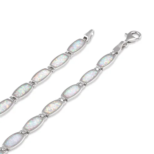 Sterling Silver White Lab Opal Bracelet