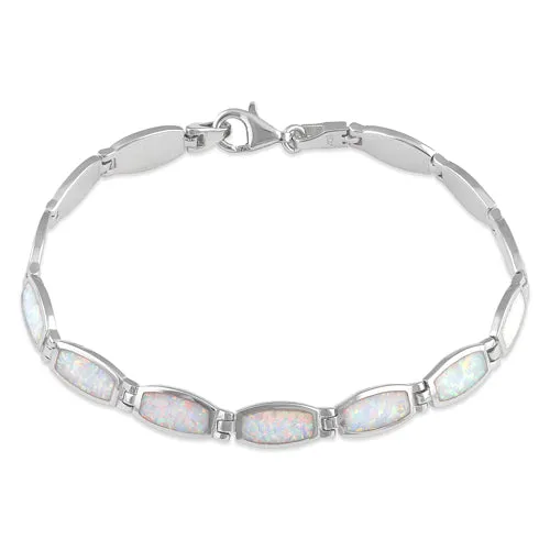 Sterling Silver White Lab Opal Bracelet