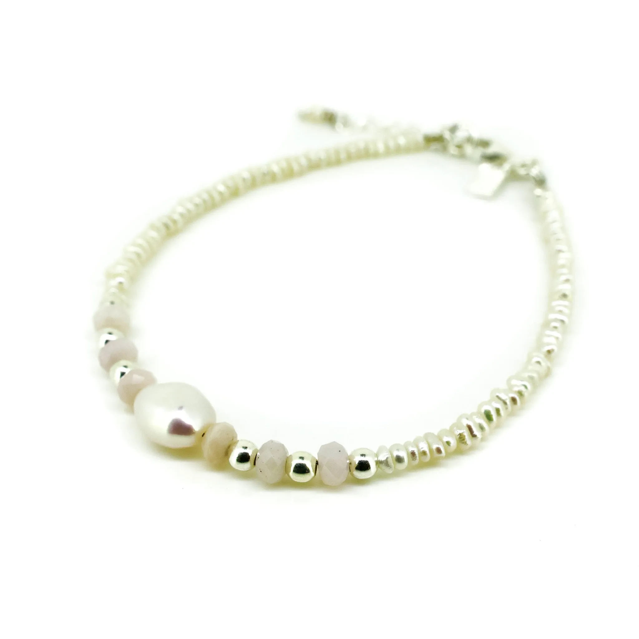 Sunkissed Pink Opal Bracelet Silver