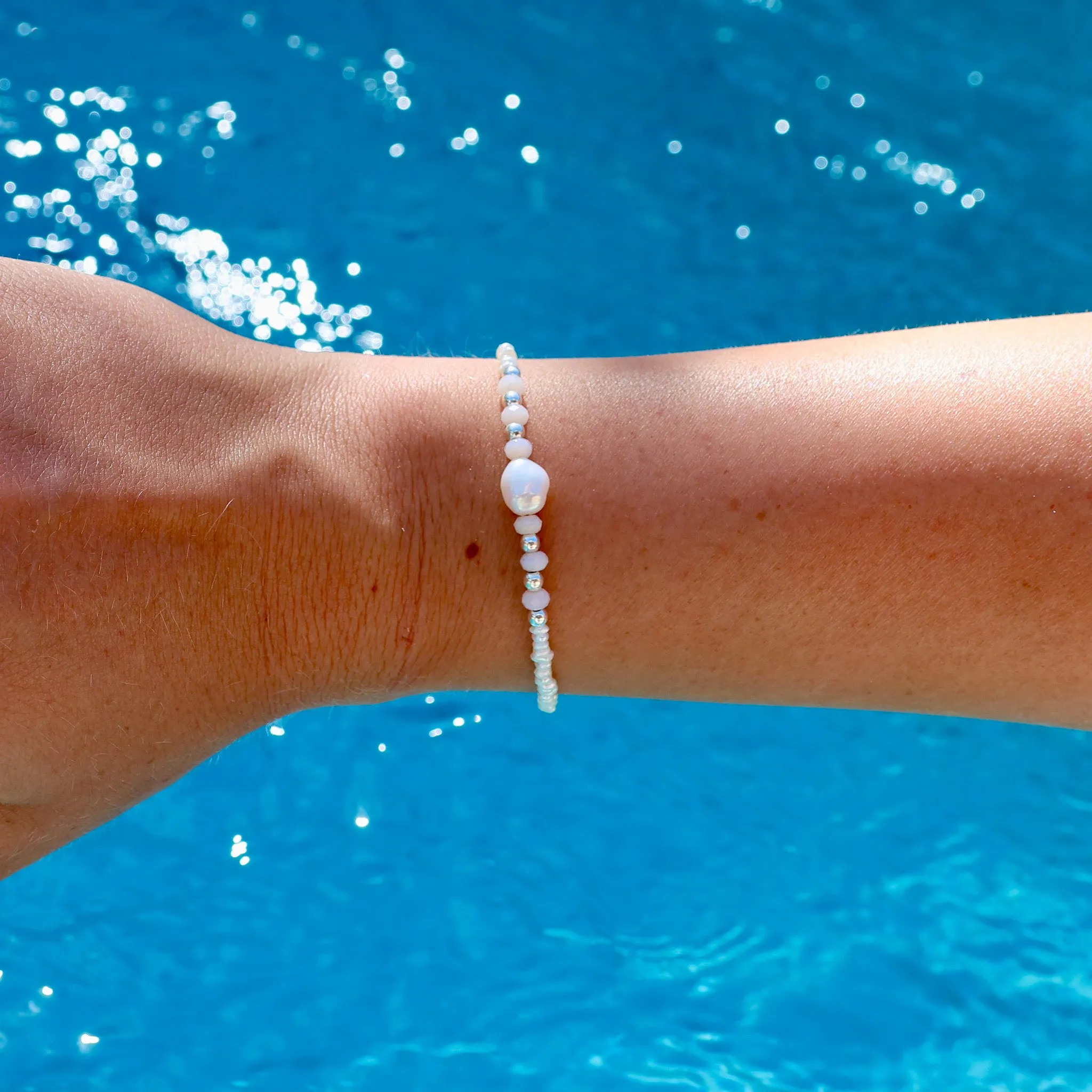 Sunkissed Pink Opal Bracelet Silver