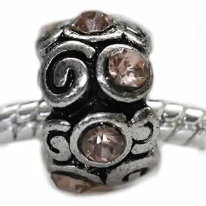 Swirls Bead w/ Topaz  Cubic Zirconia European Bead Compatible for Most European Snake Chain Bracelet