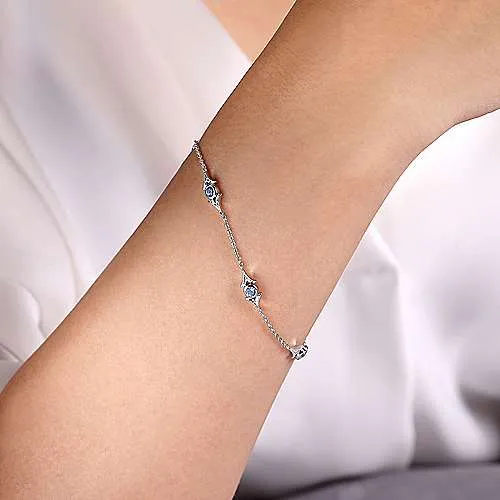 Swiss Blue Topaz Station Bracelet