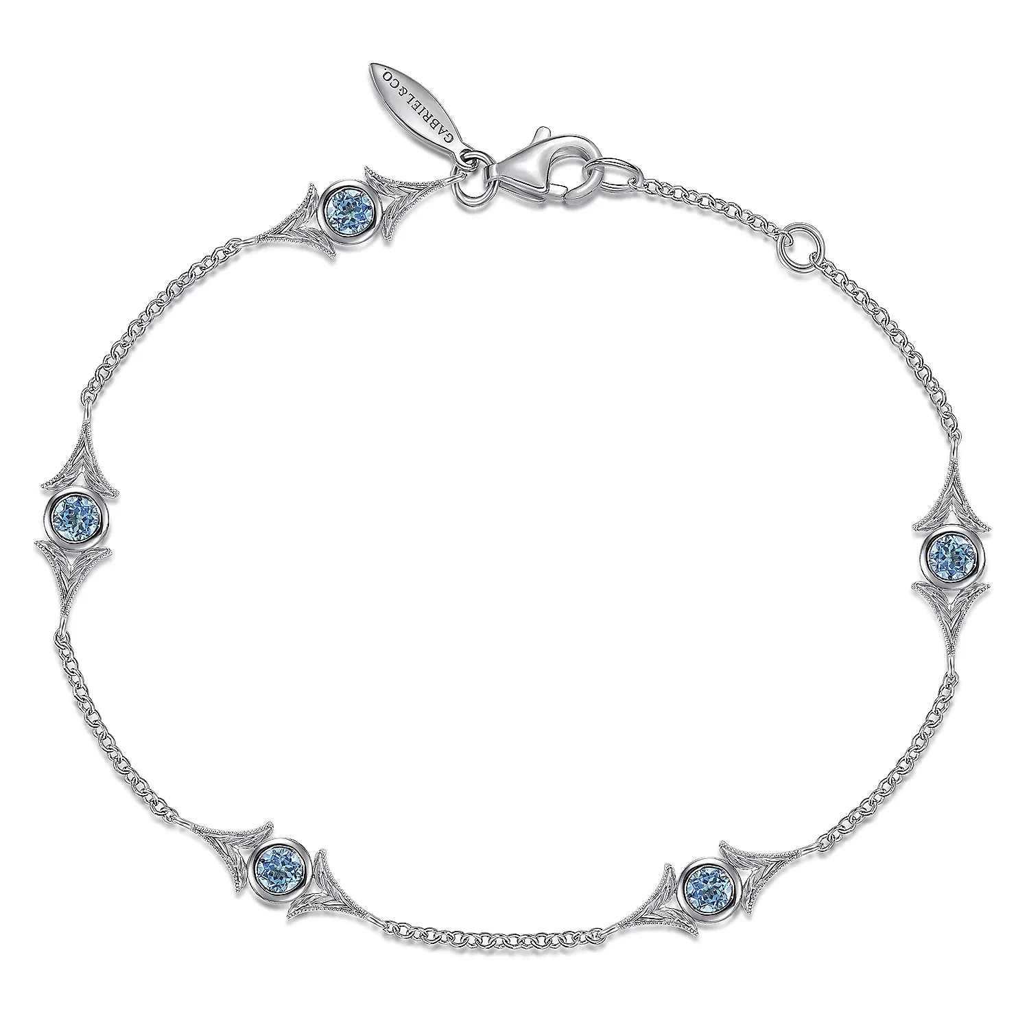 Swiss Blue Topaz Station Bracelet
