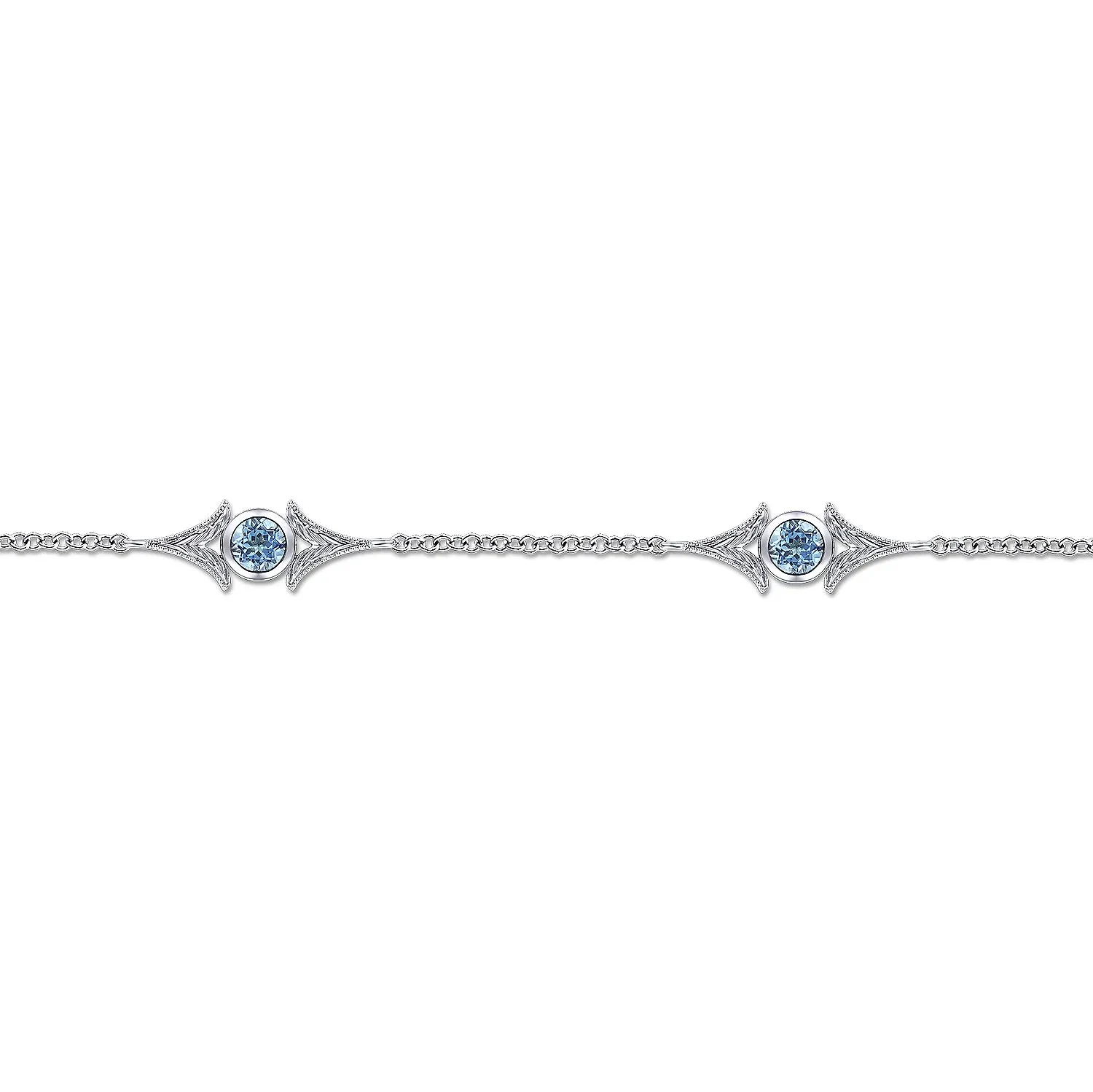 Swiss Blue Topaz Station Bracelet