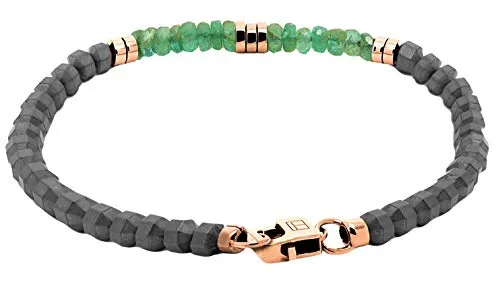Tateossian Icosahedron Emerald Bracelet, Hematite with Sterling Silver