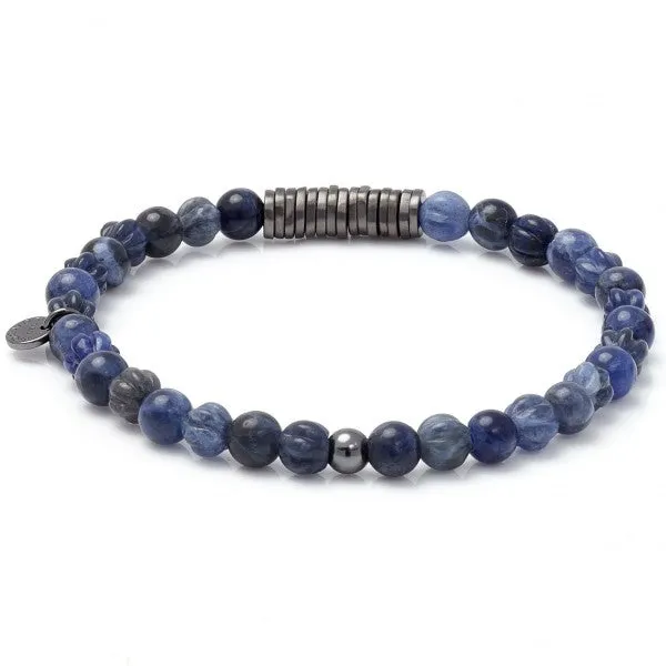 Tateossian Men's Classic Discs Blue Gemstone Bracelet, Sodalite Beads