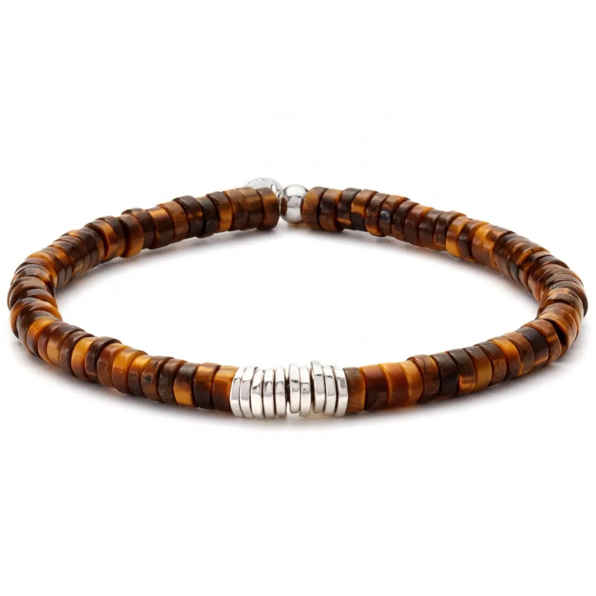Tateossian Tiger Eye and Sterling Silver Chunky Bracelet