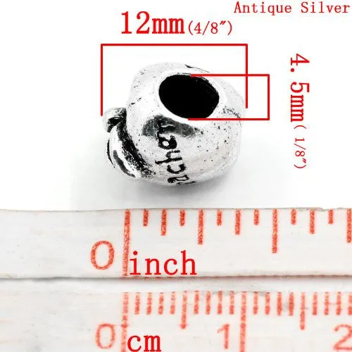 Teacher's Apple Charm European Bead Compatible for Most European Snake Chain Bracelet