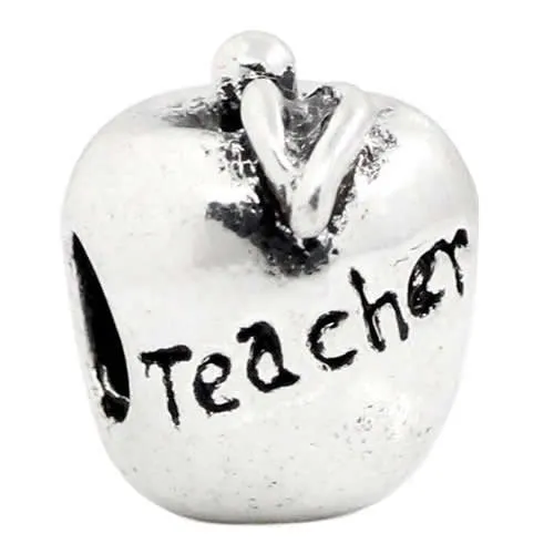 Teacher's Apple Charm European Bead Compatible for Most European Snake Chain Bracelet