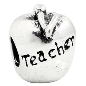 Teacher's Apple Charm European Bead Compatible for Most European Snake Chain Bracelet
