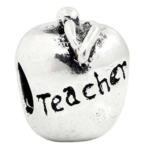 Teacher's Apple Charm European Bead Compatible for Most European Snake Chain Bracelet