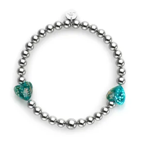 Teal | Firefly Glass Hearts Essence Bracelet