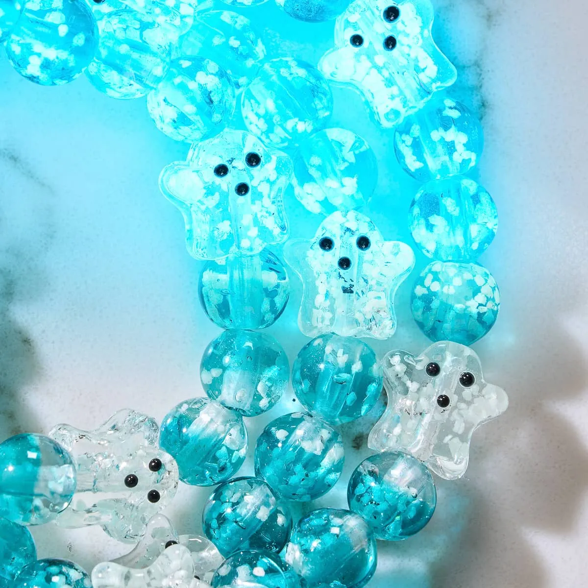 Teal Phantom | Silver | Firefly Glass Ghost Bracelet